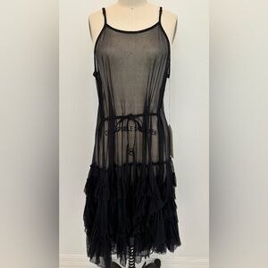 Krista Larson Petticoat Slip NWT Black Cotton Ruffle Layering Tulle OS